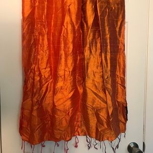 Basile orange/red silk scarf